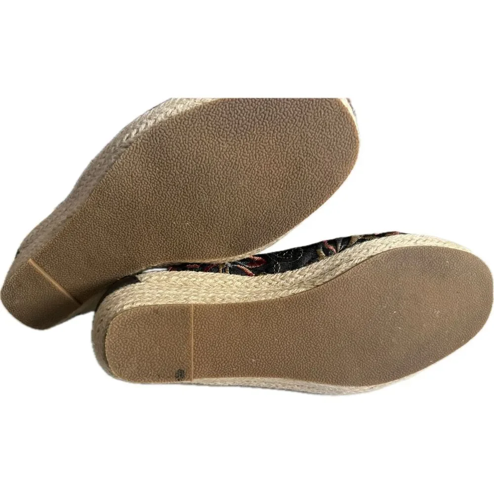 David Tate Flats Embroidered Espadrille Womens 8.5 W Floral Slip On Shoes USED